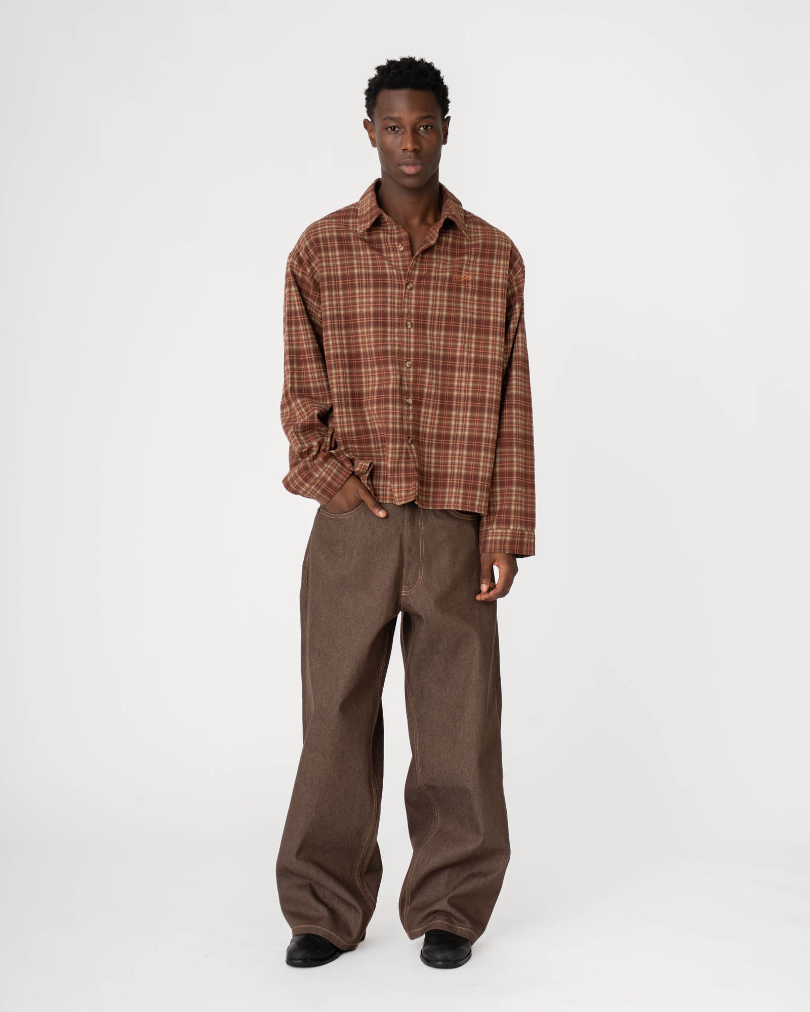 Checked Flannel shirt bordeaux